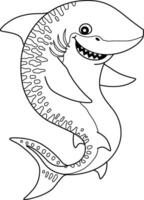 Tiger Shark Isolated Coloring Page for Kids vector