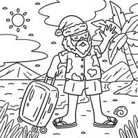 Christmas in July Santa on Vacation Coloring Page vector