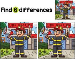 Firefighter with a Megaphone Find The Differences vector