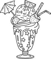 Ice Cream Shake Isolated Coloring Page for Kids vector