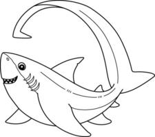 trilladora tiburón aislado colorante página para niños vector