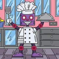 Robot Chef Colored Cartoon Illustration vector