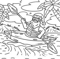 Christmas in July Santa Kayaking Coloring Page vector