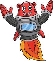 Robot with Rocket Booster Cartoon Colored Clipart vector