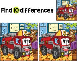 Firefighter Truck Toy Find The Differences vector