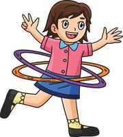 Circus Child and Hula Hoop Cartoon Colored Clipart vector