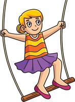 Circus Acrobat and Trapeze Cartoon Colored Clipart vector