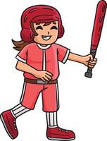 Girl Holding a Baseball Bat Cartoon Clipart vector