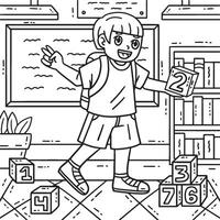 First Day of School Child Number Blocks Coloring vector
