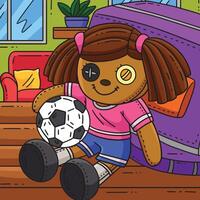 Plush Soccer Player Colored Cartoon Illustration vector