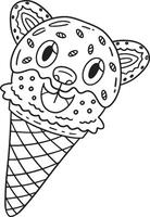 Ice Cream Bear Isolated Coloring Page for Kids vector