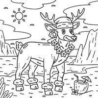 Christmas in July Reindeer with Necklace Coloring vector
