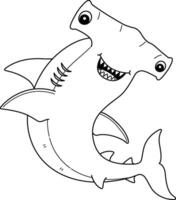 Hammerhead Shark Isolated Coloring Page for Kids vector