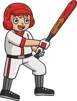 Boy Playing Baseball Cartoon Colored Clipart vector