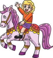 Circus Child on Horse Cartoon Colored Clipart vector