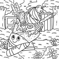 Ice Cream Crepe Coloring Page for Kids vector