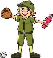 béisbol niña con agua botella dibujos animados clipart vector