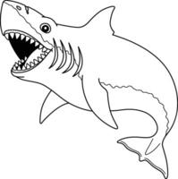 megalodon tiburón aislado colorante página para niños vector