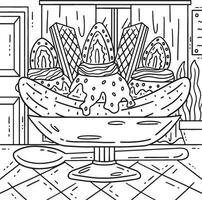 Ice Cream Banana Split Sundae Spoon Coloring Page vector