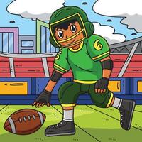 American Football Player with Ball Colored Cartoon vector