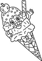 Double Scoop Ice Cream Isolated Coloring Page vector