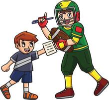 American Football Player and Boy Cartoon Clipart vector