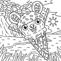 Ice Cream Rabbit Cone Coloring Page for Kids vector