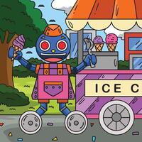 Robot Ice Cream Vendor Colored Cartoon vector