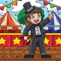 Circus Ring Master with Whip Colored Cartoon vector