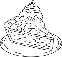 Ice Cream On Pie Isolated Coloring Page for Kids vector