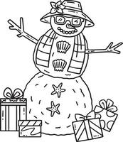 Christmas in July Beach Snowman Isolated Coloring vector