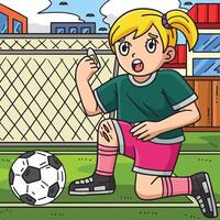 Girl with a Soccer Ball Injured Knee Colored vector