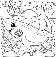 Spiny Dogfish Shark Coloring Page for Kids vector