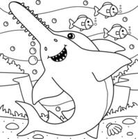 Sawshark Coloring Page for Kids vector