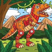 Robot T Rex Colored Cartoon Illustration vector