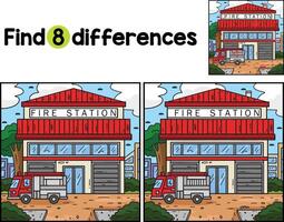 Firefighter Station Find The Differences vector