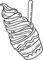 Soft Serve Ice Cream Isolated Coloring Page vector