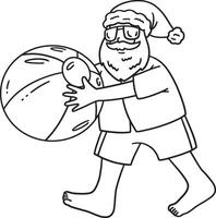 Christmas in July Santa with Beach Ball Isolated vector