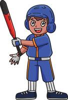 Boy Holding a Baseball Bat Cartoon Colored Clipart vector