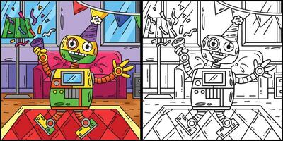 robot con un fiesta sombrero y papel picado ilustración vector