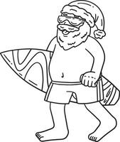 Christmas in July Santa with Surfboard Isolated vector