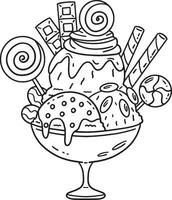 Ice Cream Parfait Isolated Coloring Pages for Kids vector