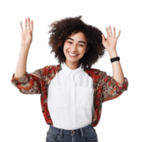 Portrait of young woman happy smiling and standing posing png