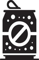 Minimal Soda tin can icon silhouette, white background vector