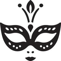 Minimal Carnival mask icon silhouette, white background, fill with black vector