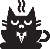 Minimal Funny Character, Mr. cat, silhouette, black color silhouette, white background 14 vector