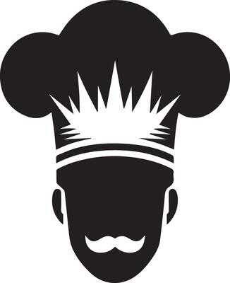 minimal chef uniform and face silhouette, silhouette, black color, white background 9
