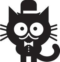 Minimal Funny Character, Mr. cat, silhouette, black color silhouette, white background 4 vector