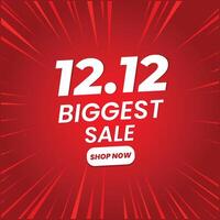 12.12 Biggest Sale Banner Design. Social Media Post Template in Red Theme. Editable EPS File. Happy Holidays and Christmas Events. vector