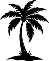 palm tree silhouette on white background vector